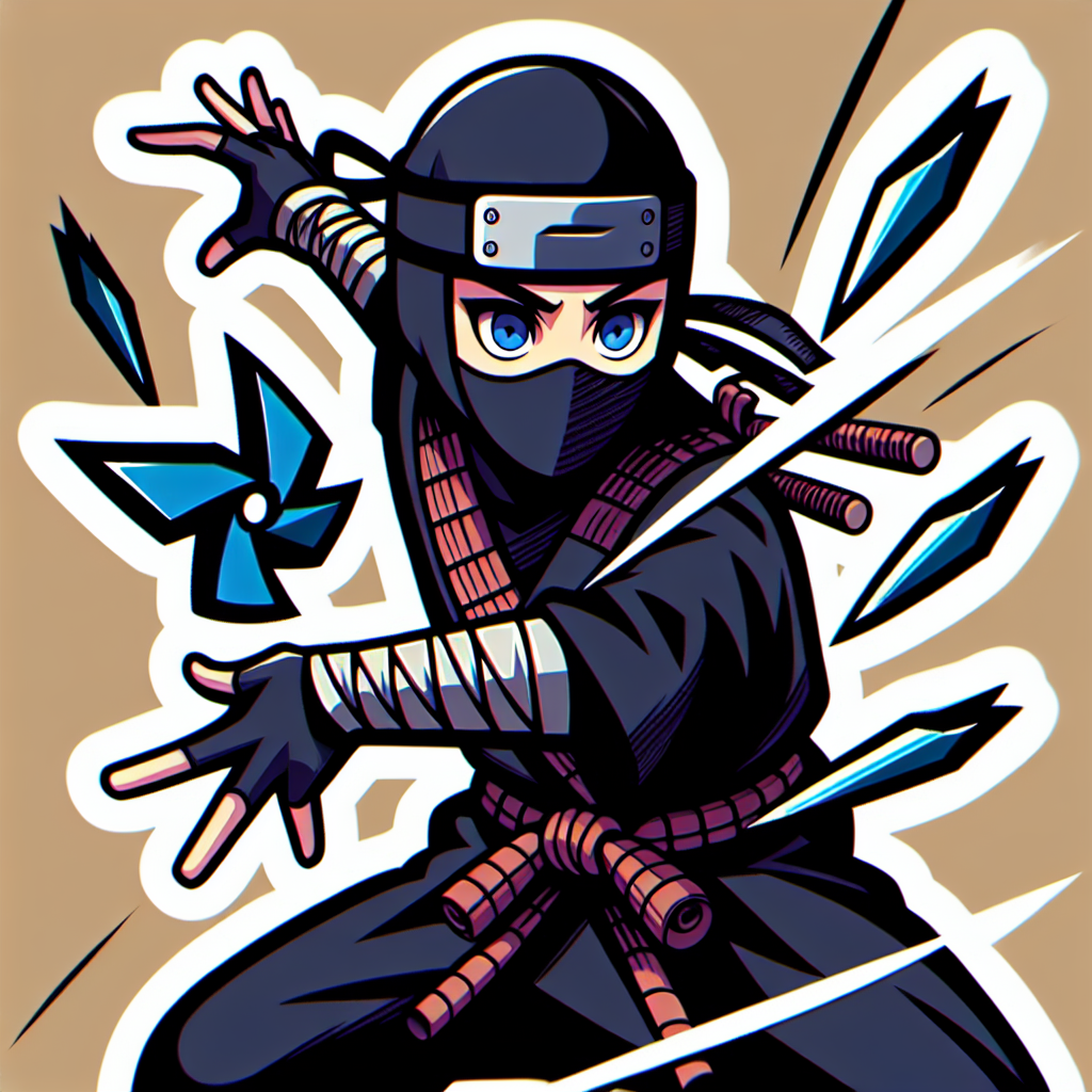 sticker- A character in traditional ninja gear, perhaps throwing shurikens-anime stickers-1733082769964